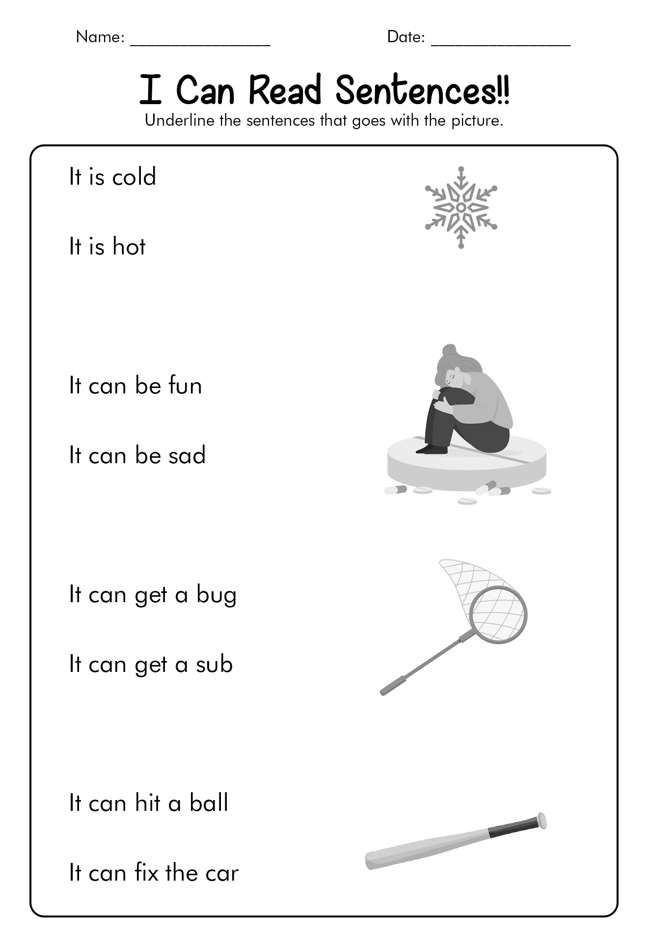 Reading Simple Sentence Kindergarten Image