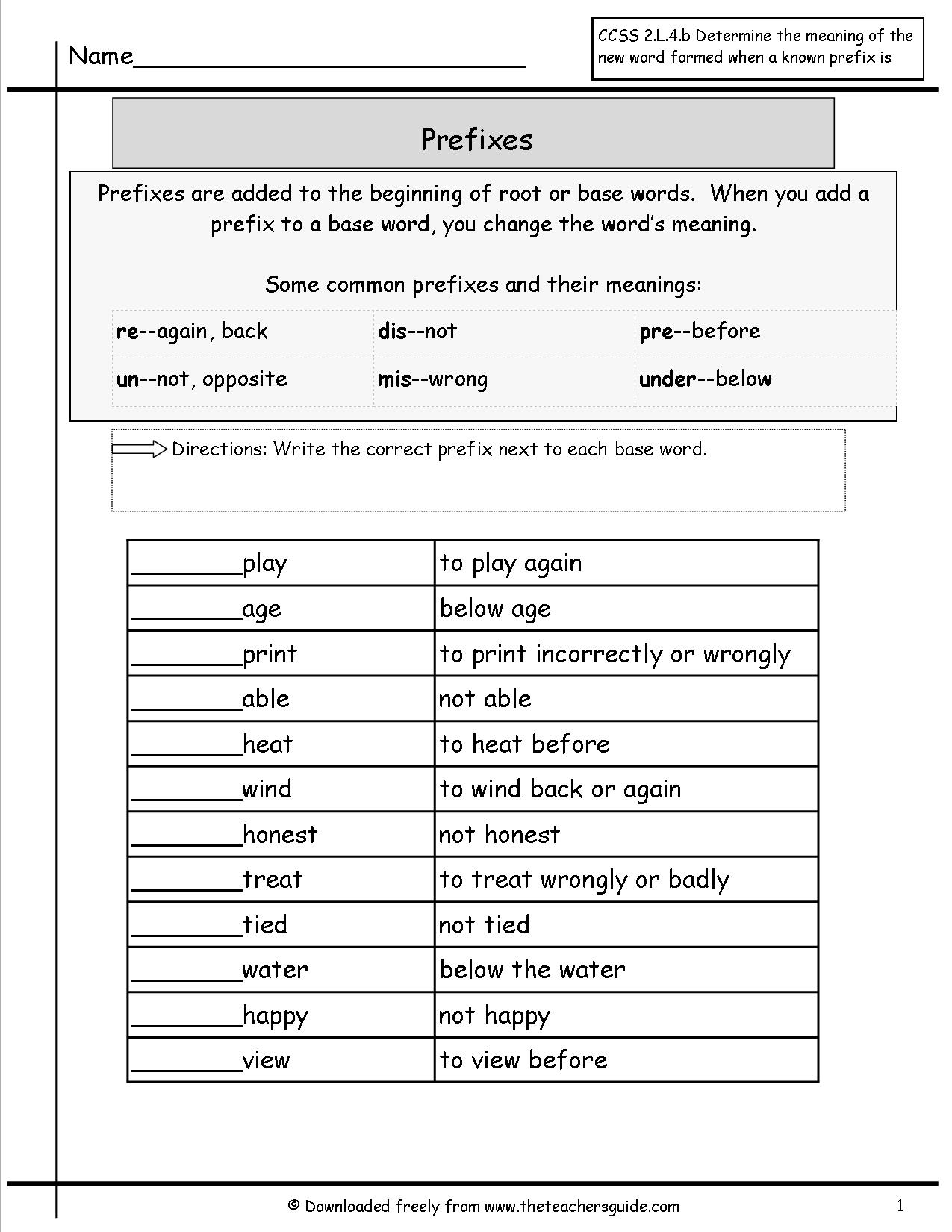 ROOT-WORDS Prefixes and Suffixes Worksheets Image
