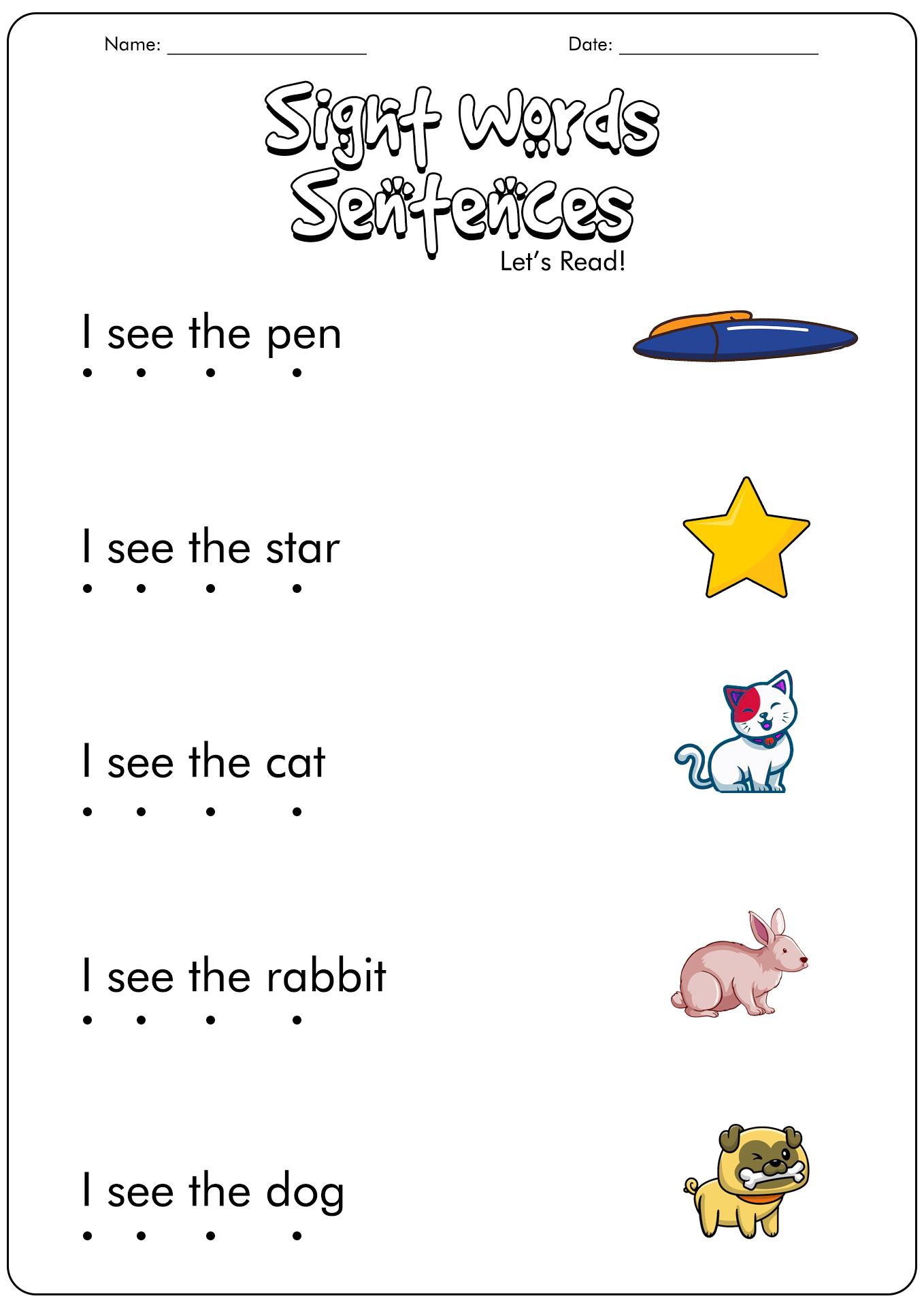 Simple Sentences with Sight Words