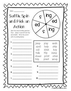 Suffix Ending in S ES Ed ING Worksheets Image