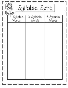 Syllable Activities First Grade