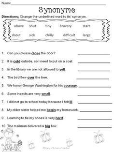 Synonym and Antonym Worksheets First Grade Image