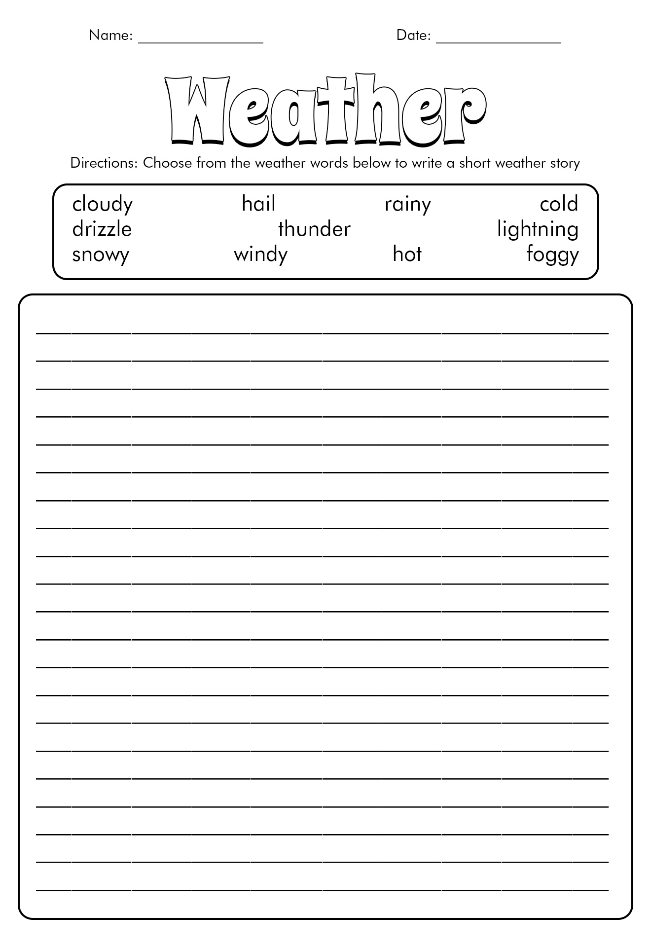 Weather Vocabulary Worksheet