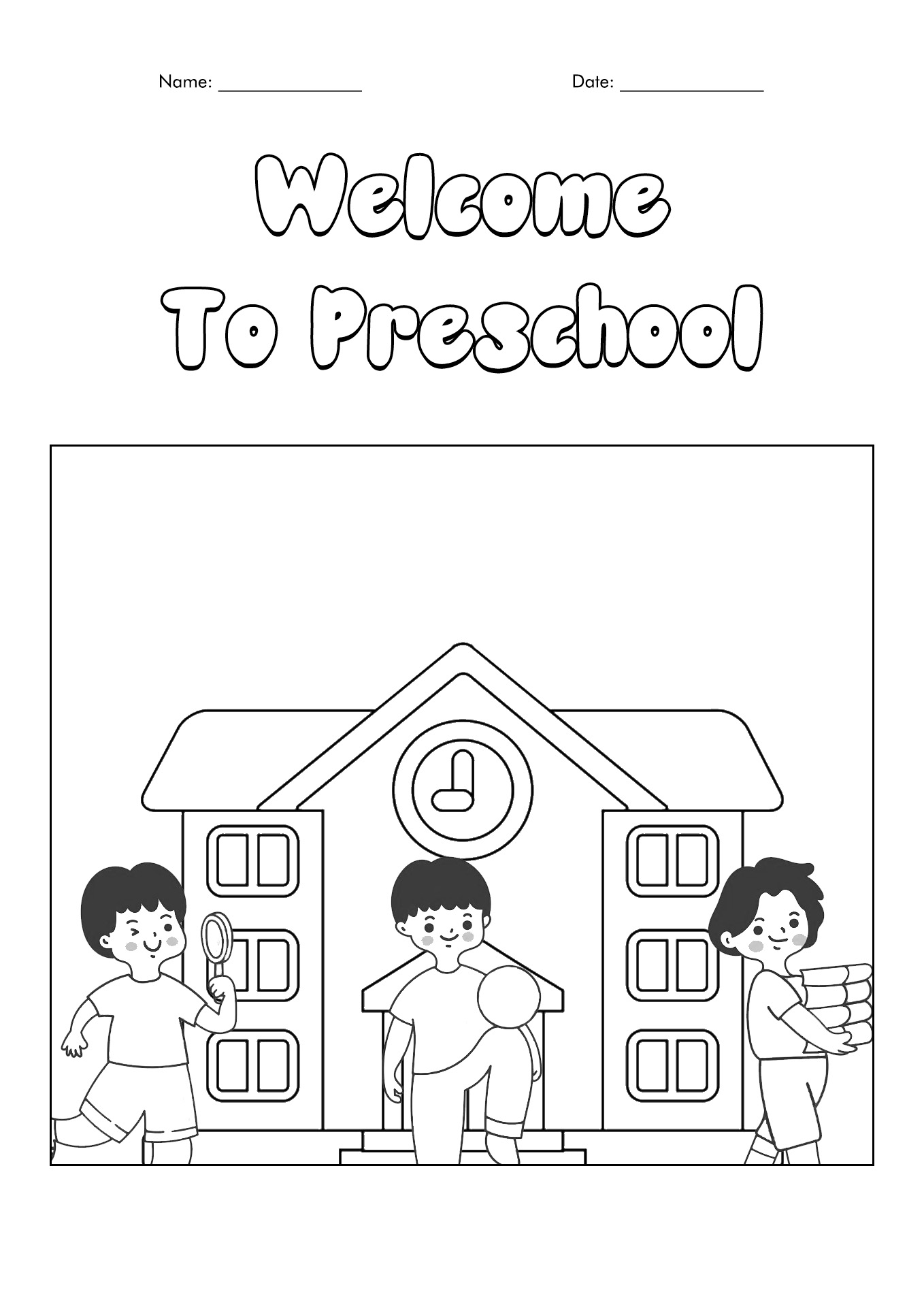 Welcome to Preschool Coloring Pages Image