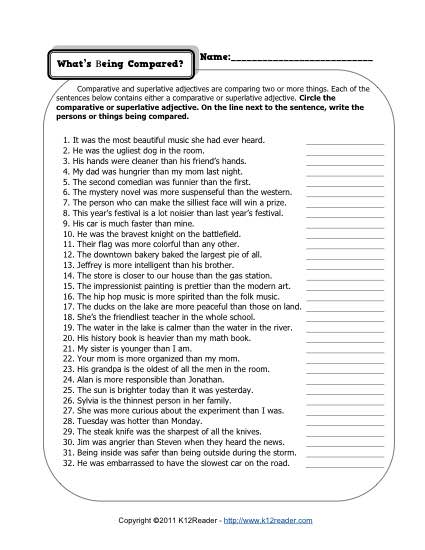 6th-Grade Adjective Worksheets Image