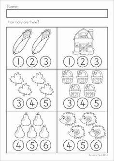 Autumn Math Worksheets for Kindergarten Image