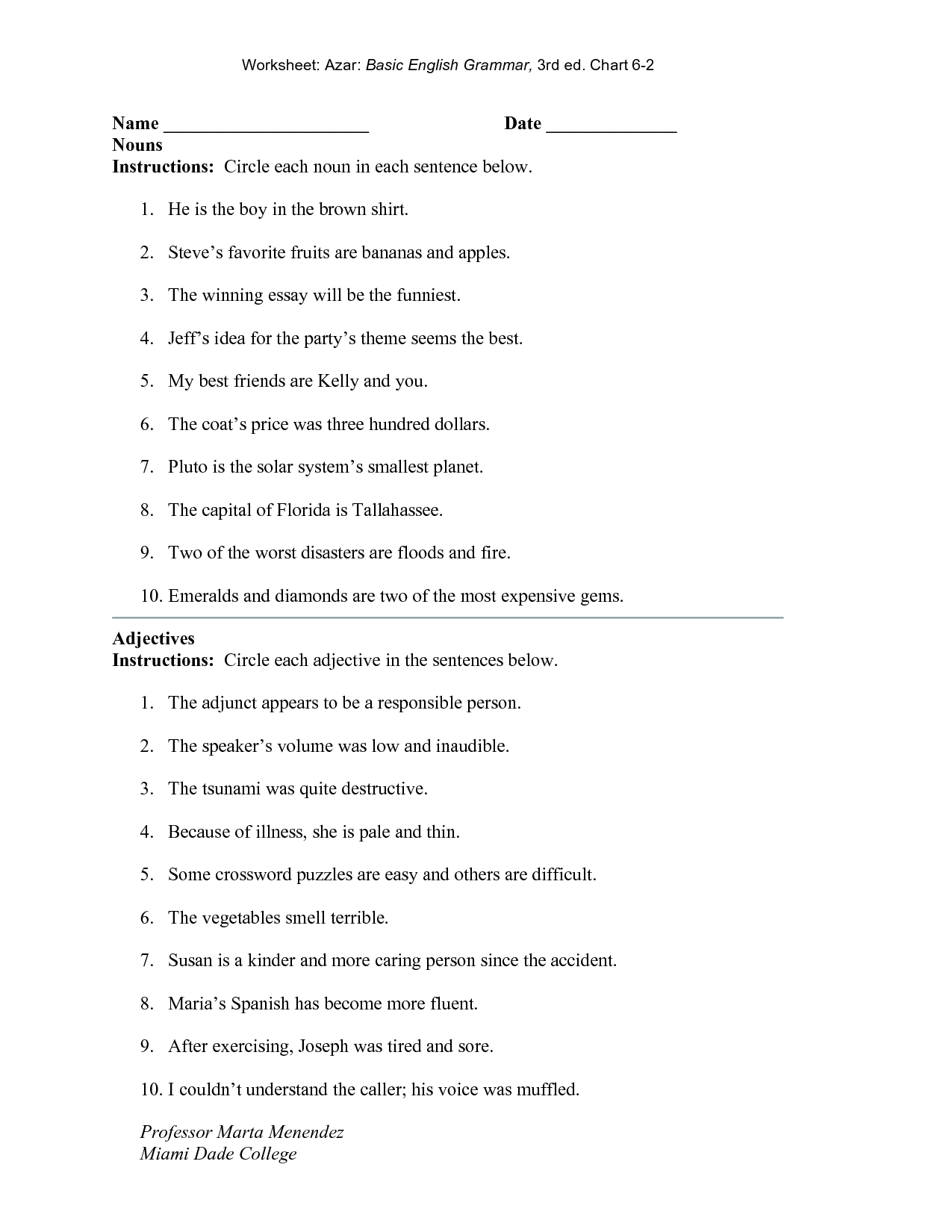 Basic English Grammar Worksheets Image