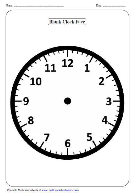 Blank Clock Template with Hands Image