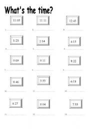 Blank Digital Clock Worksheets