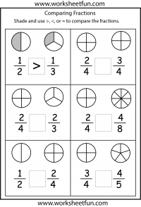 Comparing 4 Fractions Worksheets