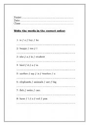 Correct the Sentence Word Order Worksheets Image