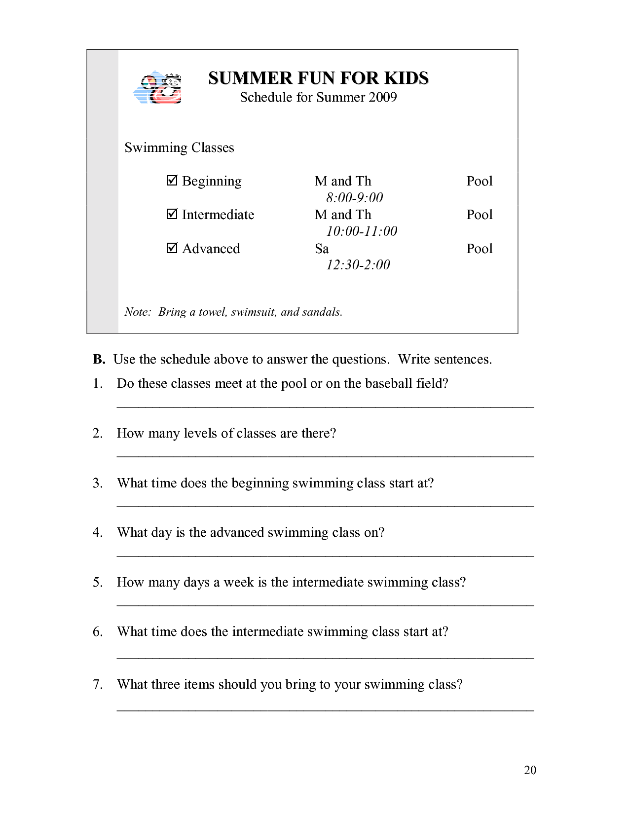 ESL Grammar Worksheets for Kids Image