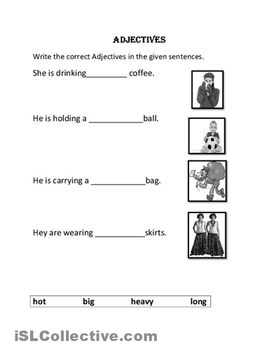 Adjective Worksheets Kindergarten Free