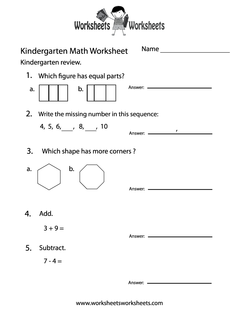 Free Printable Kindergarten Math Practice Worksheets Image