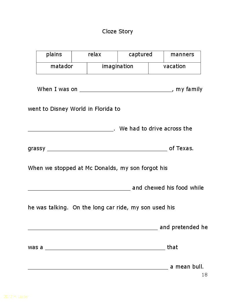 How I Spent My Summer Vacation Worksheets Image