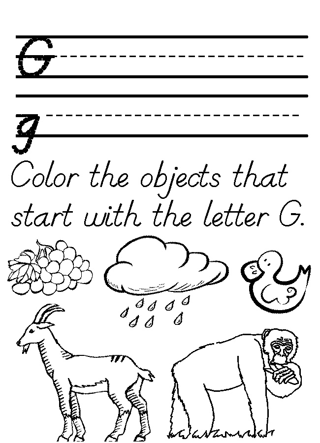 Find The Letter G Worksheets