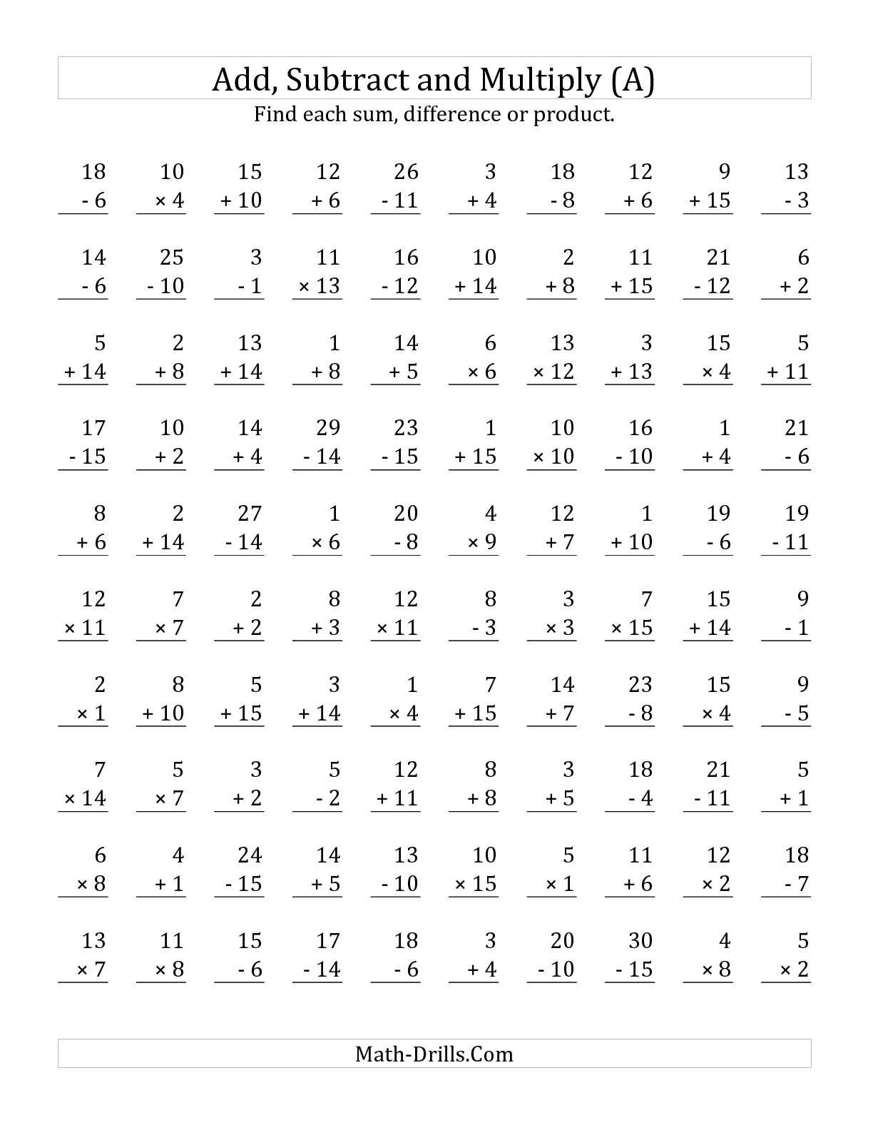 Math Multiplication Worksheets 1 Thru 10 English