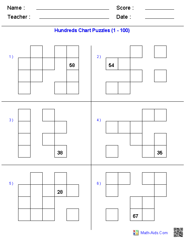 Missing Number Hundreds Chart Puzzles Image