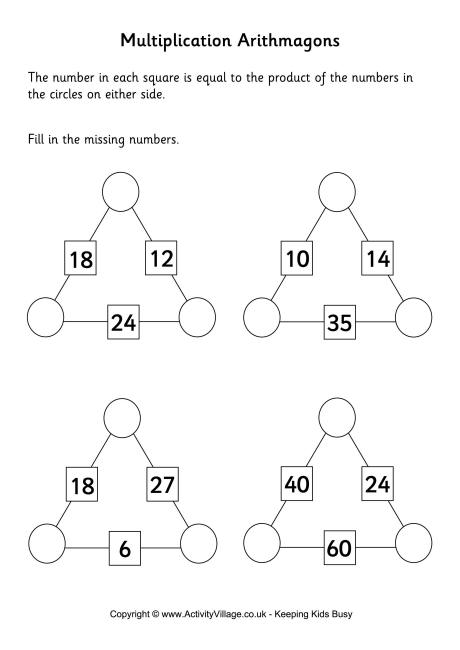 multiplication and division triangles worksheets