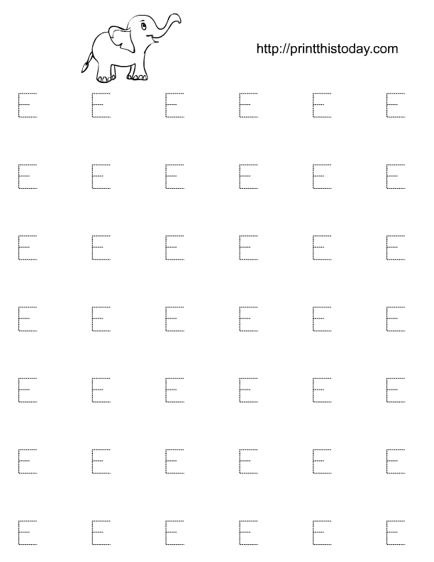 Printable Alphabet Tracing Worksheets Letter E Image
