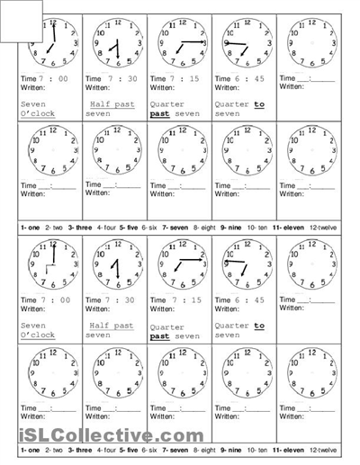 Spanish Time Worksheet Digital Clock Image