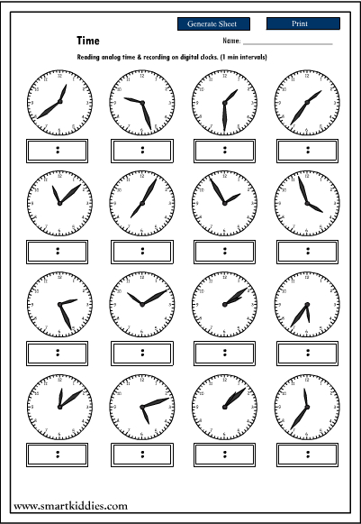 Telling Time Worksheets Digital Clocks