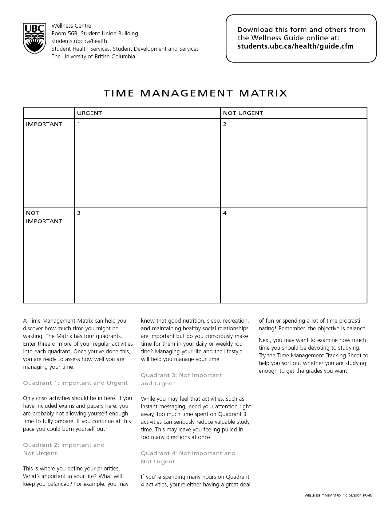 worksheet time management