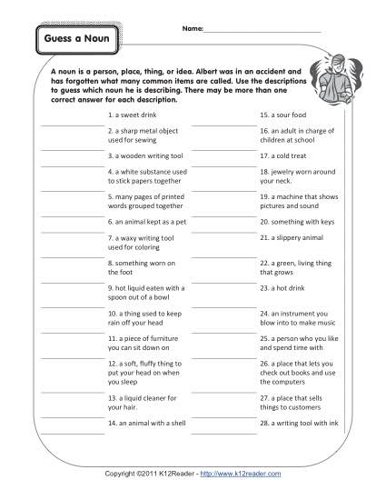 3rd Grade Noun Worksheets