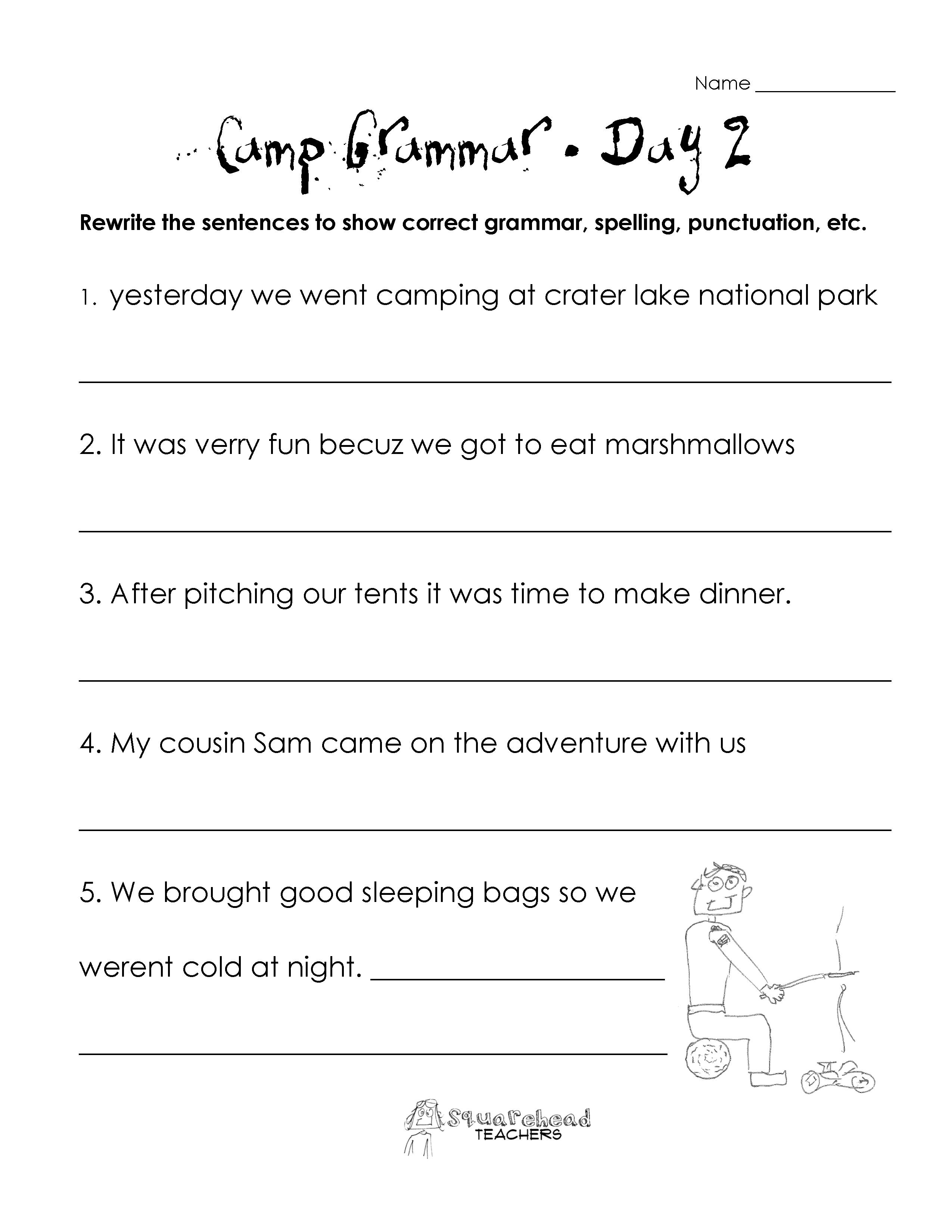 4 Grade Grammar Worksheet Image