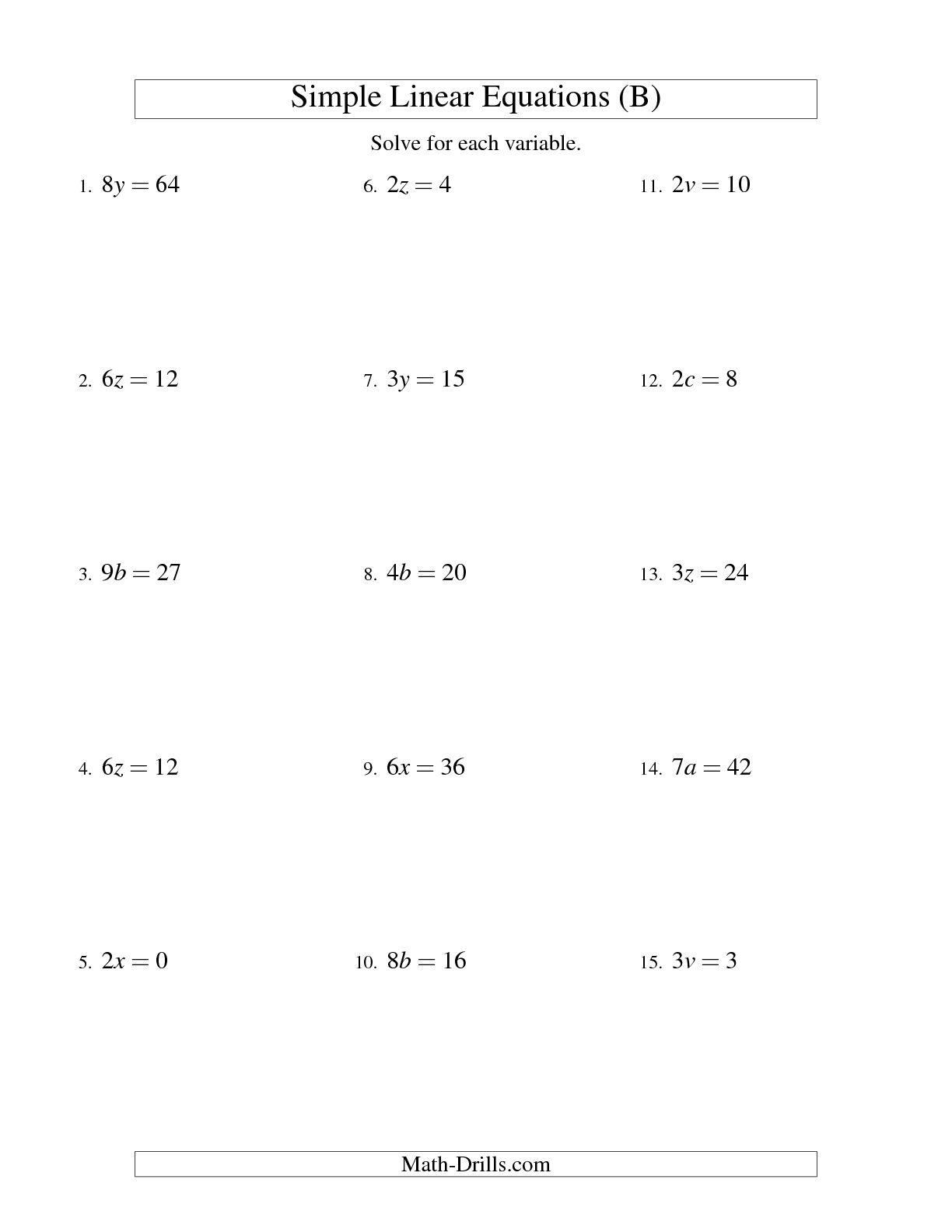 9th Grade Algebra Equations Worksheets Image