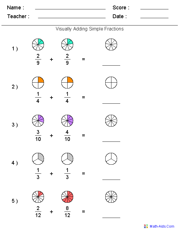 Adding Fractions Worksheets Grade 4 Image