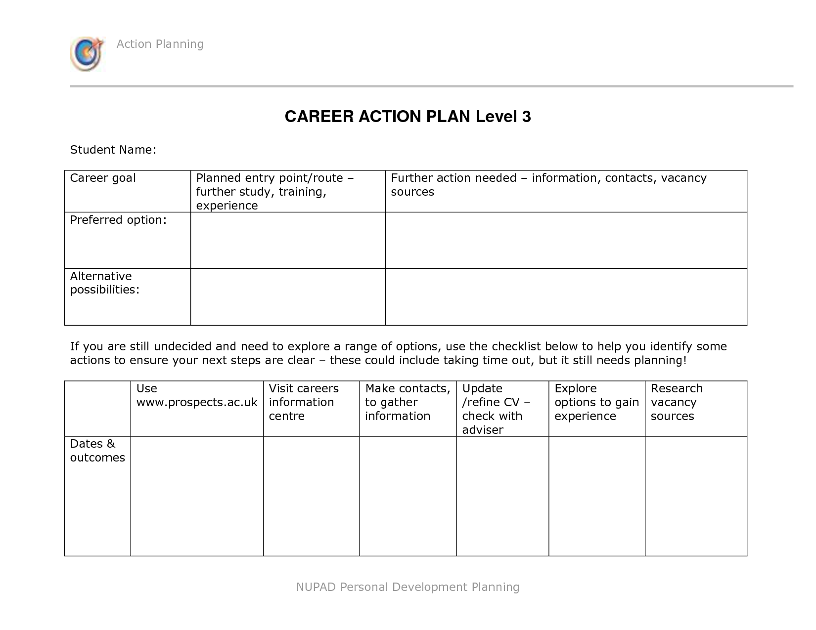 Career Action Plan Samples Image