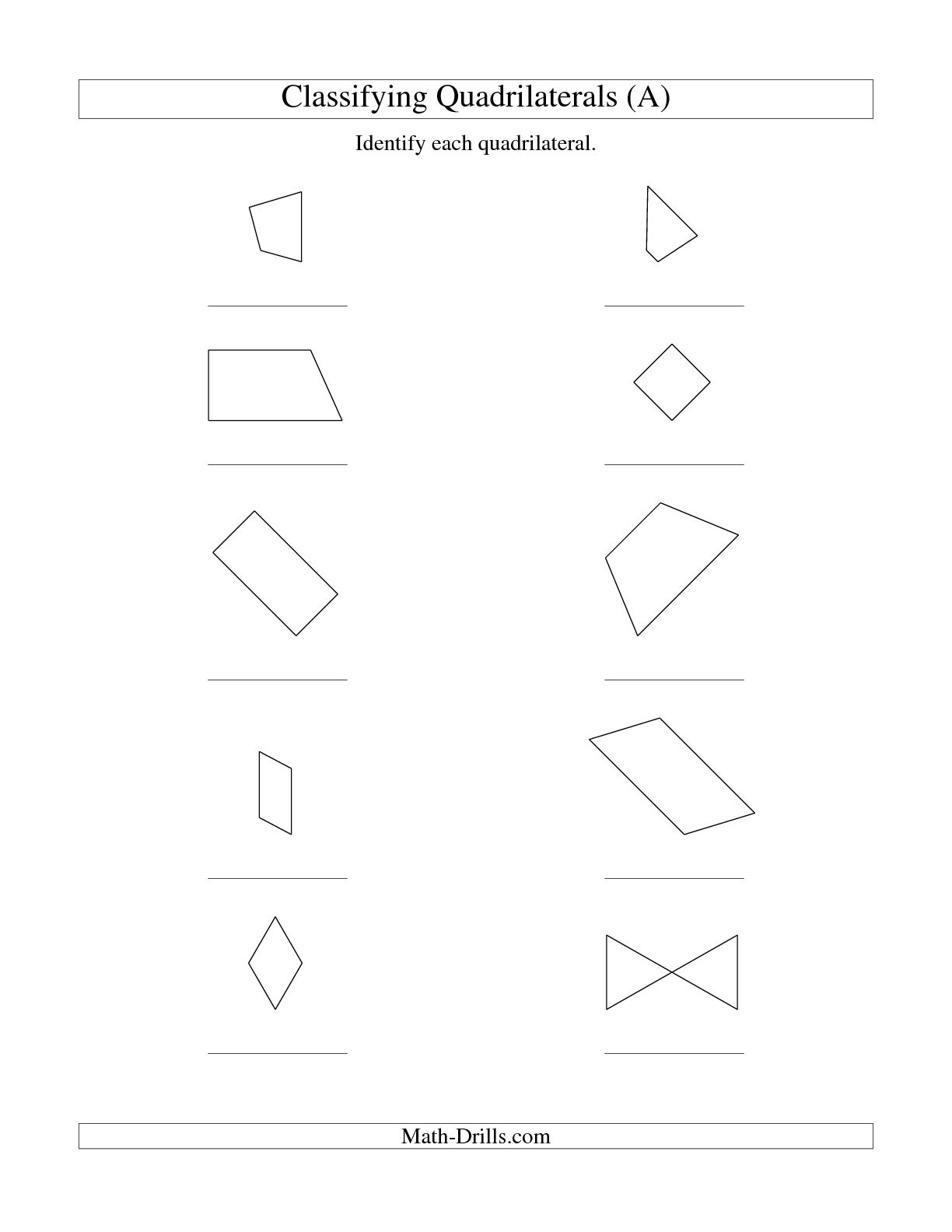 Quadrilateral Hierarchy Worksheets