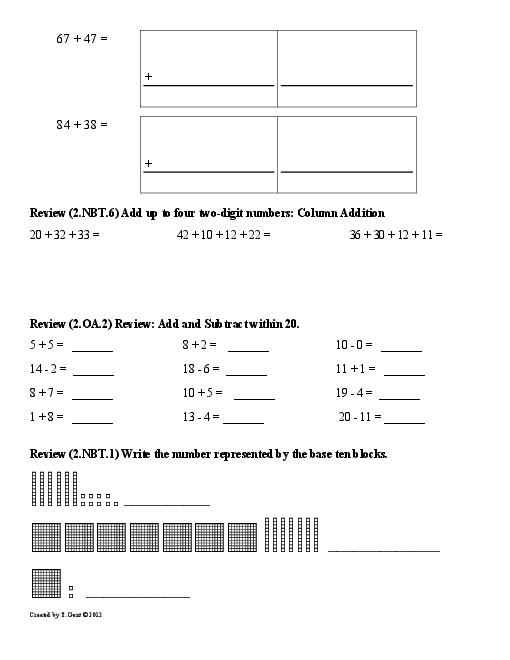Common Core 2nd Grade Math Worksheets Image