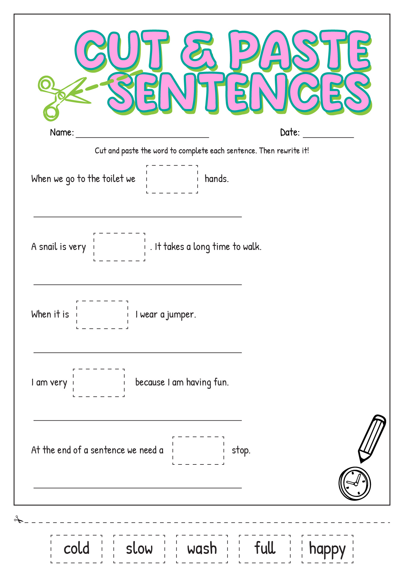 Cut and Paste Sentences Image