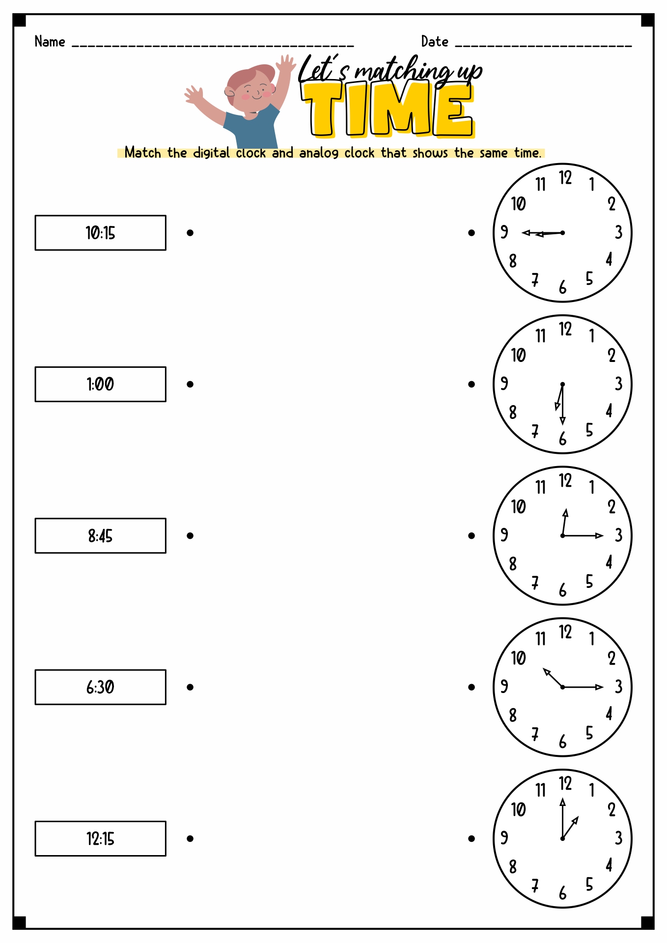 Digital Clock Time Worksheet Image