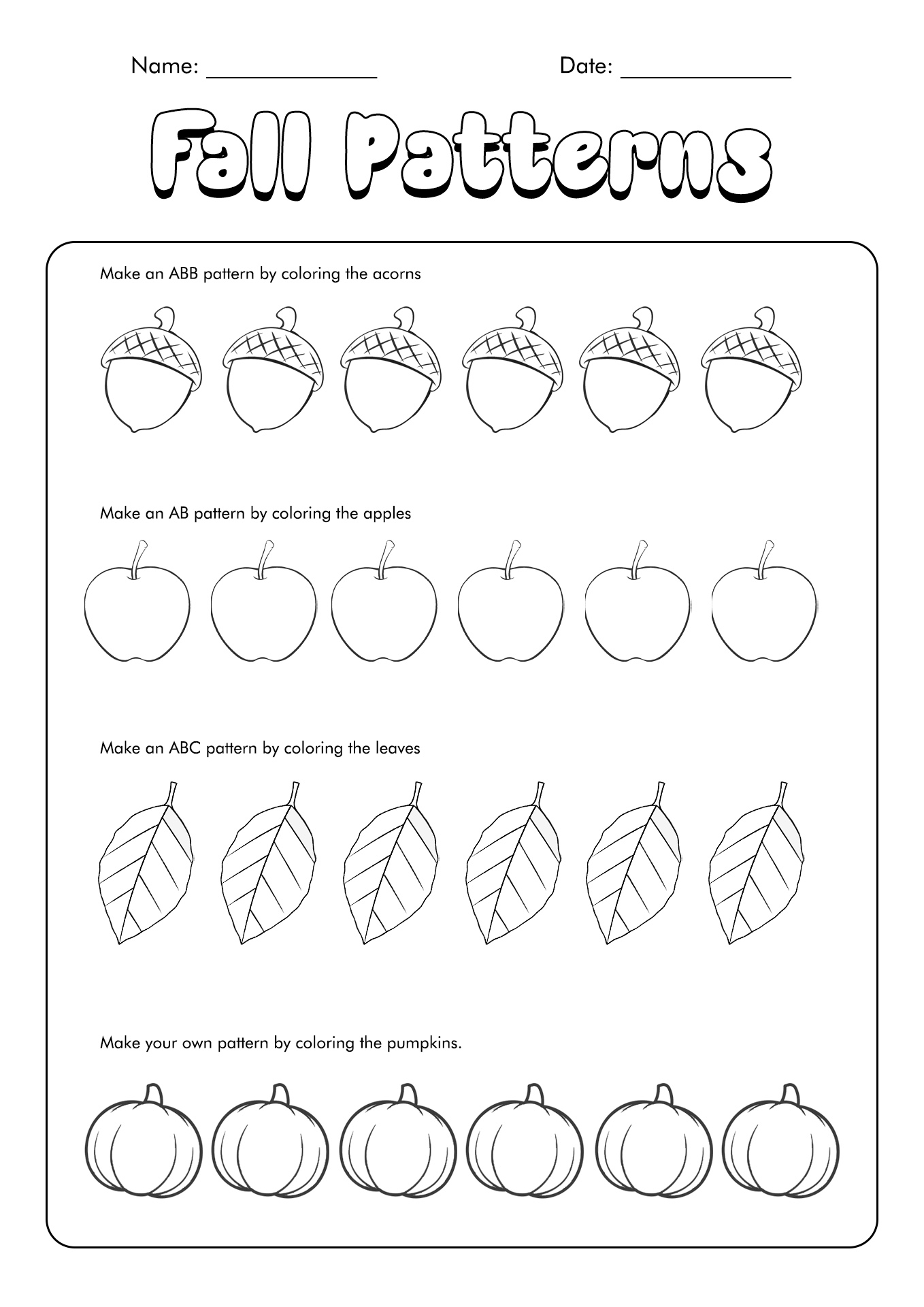 11 Autumn Leaf Patterns Worksheets Free PDF At Worksheeto