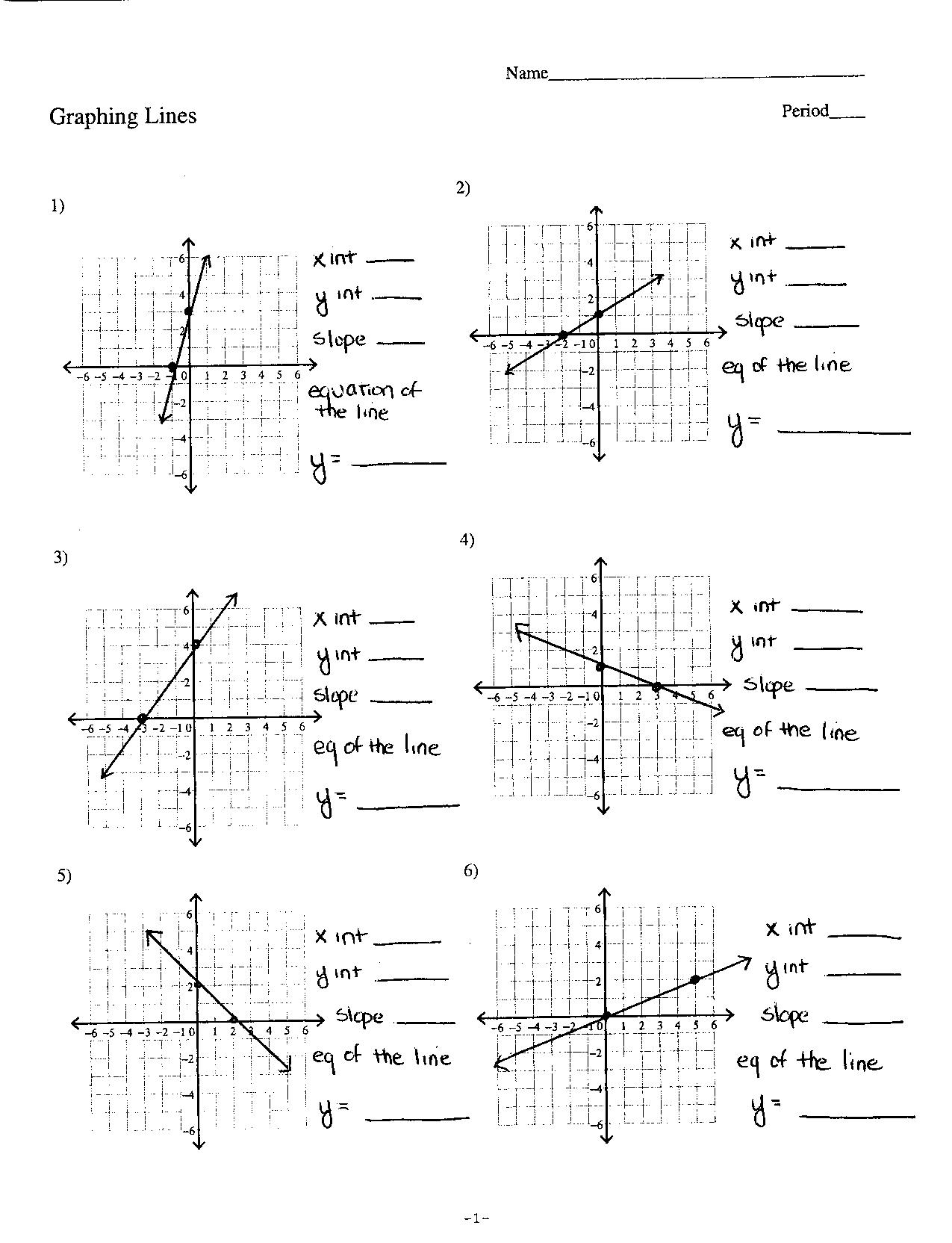 Graphing Linear Equations Worksheet Answers Image