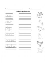 Handwriting Worksheet Farm Animals Image