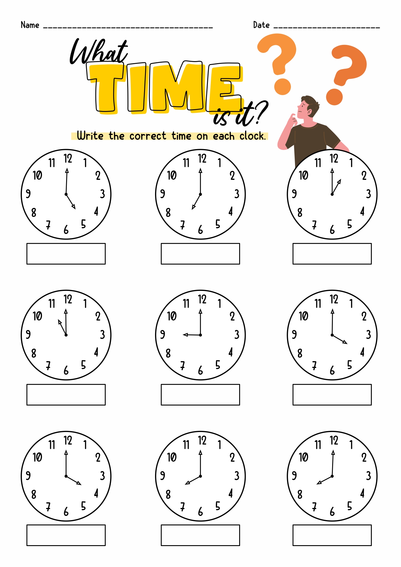 Kindergarten Clock Worksheets Image