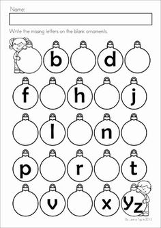 Missing Alphabet Christmas Worksheets for Kindergarten