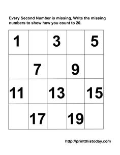 Missing Number Worksheets 1-20