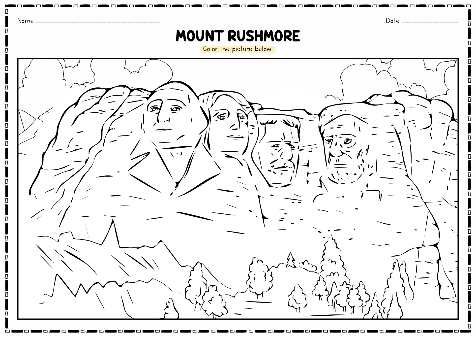 Mount Rushmore Printable Coloring Pages Image