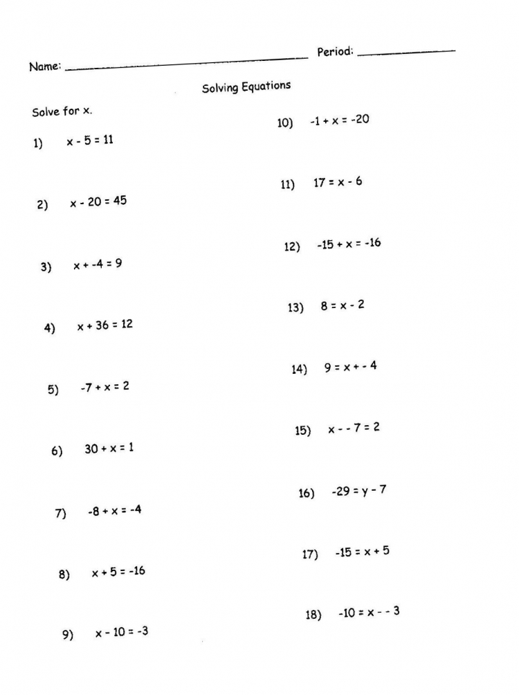 Pre-Algebra 7th Grade Math Worksheets