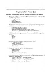 Present Progressive Tense Verbs Worksheet Image