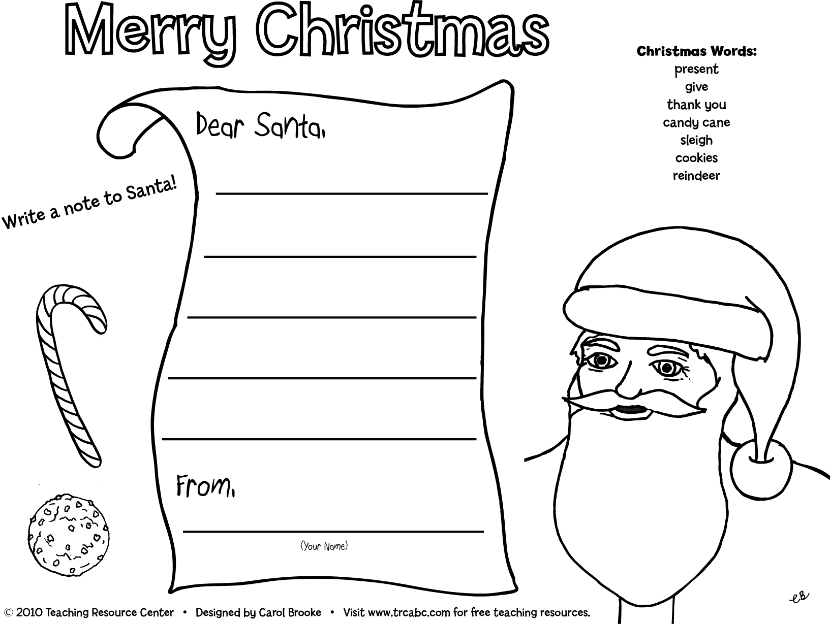 Printable Coloring Santa Letter Template