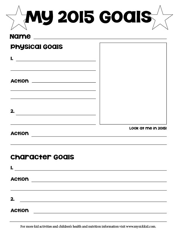 Printable Goal Setting Worksheet Kids Image