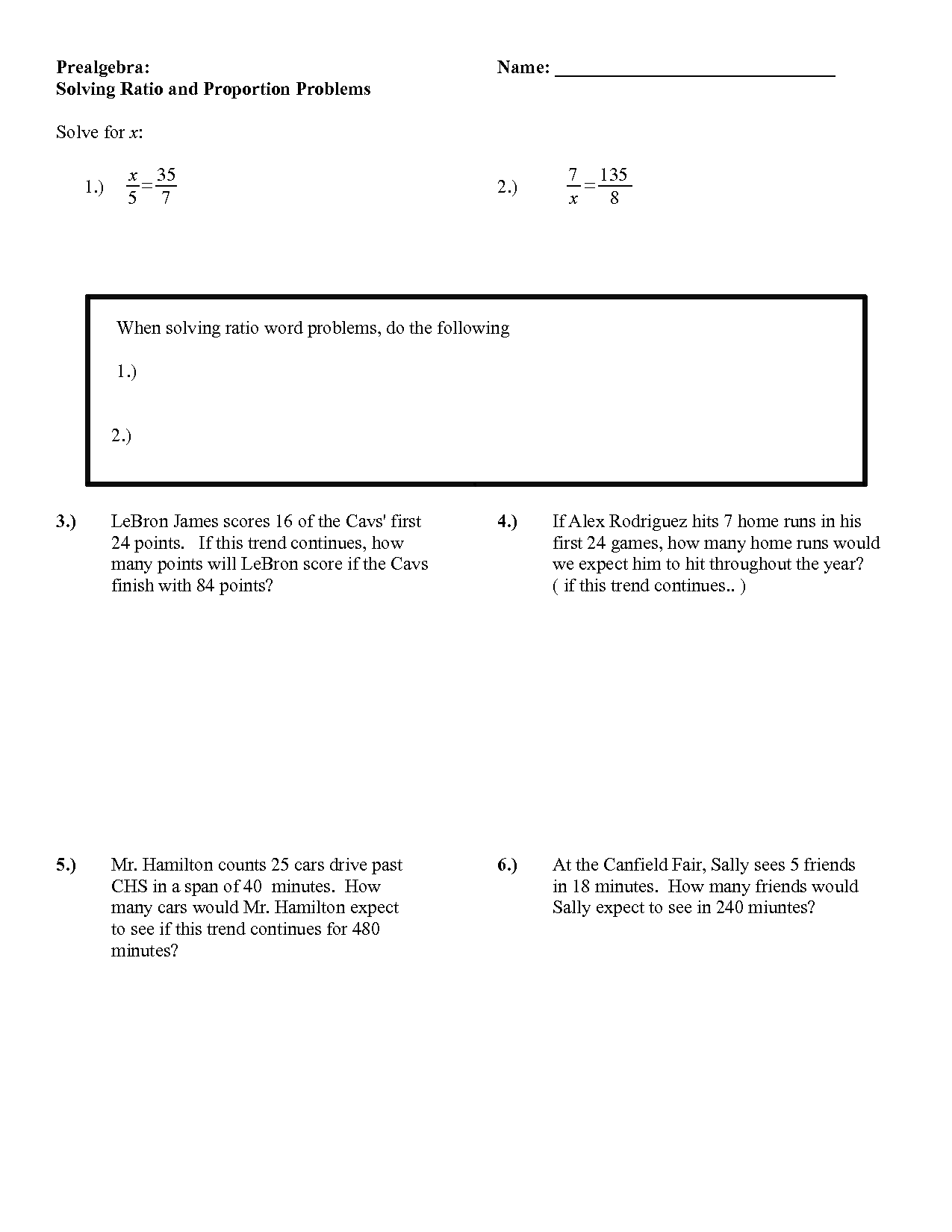 Ratio And Proportion Word Problems Worksheet 1 Answers
