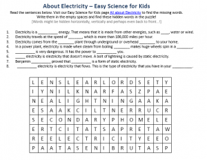 Science Electricity Worksheets Image
