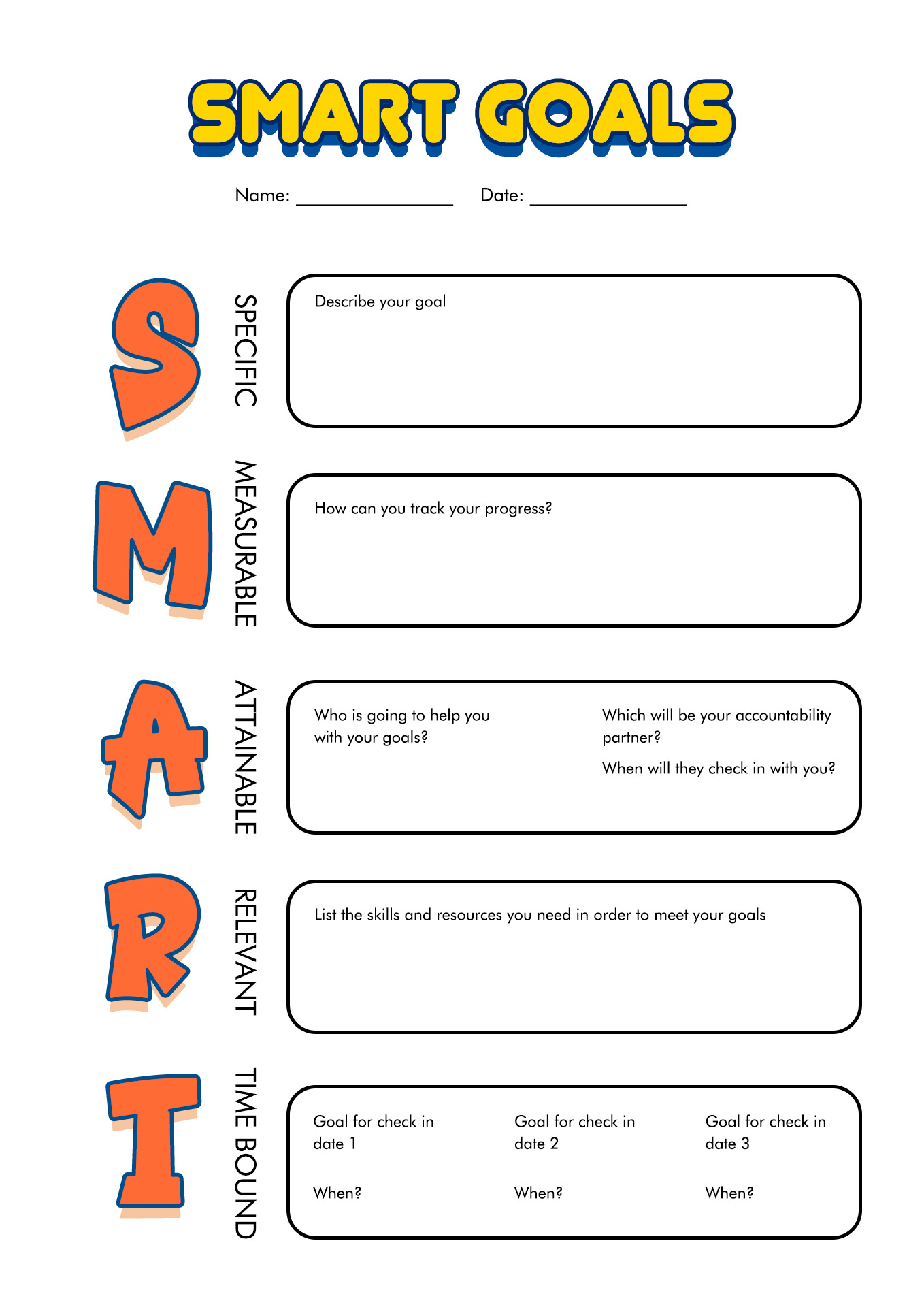 Smart Goal Worksheet Middle School Image